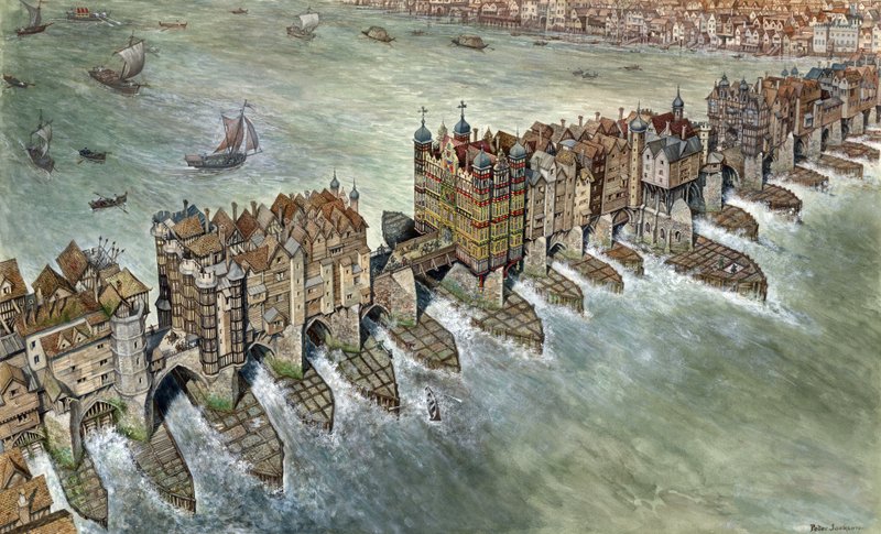 Old London Bridge, ca. 1600 af Peter Jackson