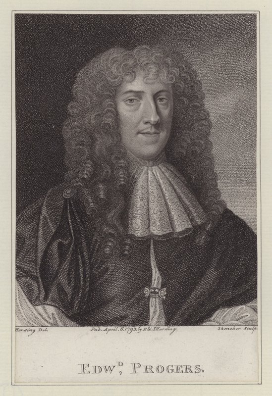 Edward Progers, brudgom til sengekammeret til kong Charles II (gravering) af Peter (after) Lely