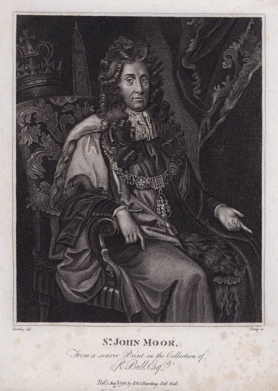 Sir John Moore, engelsk politiker, MP og overborgmester i London (gravering) af Peter (after) Lely