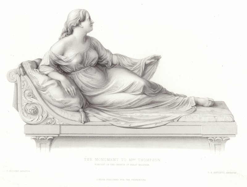 Monument for fru Thompson opsat i kirken i Great Malvern af Peter Hollins