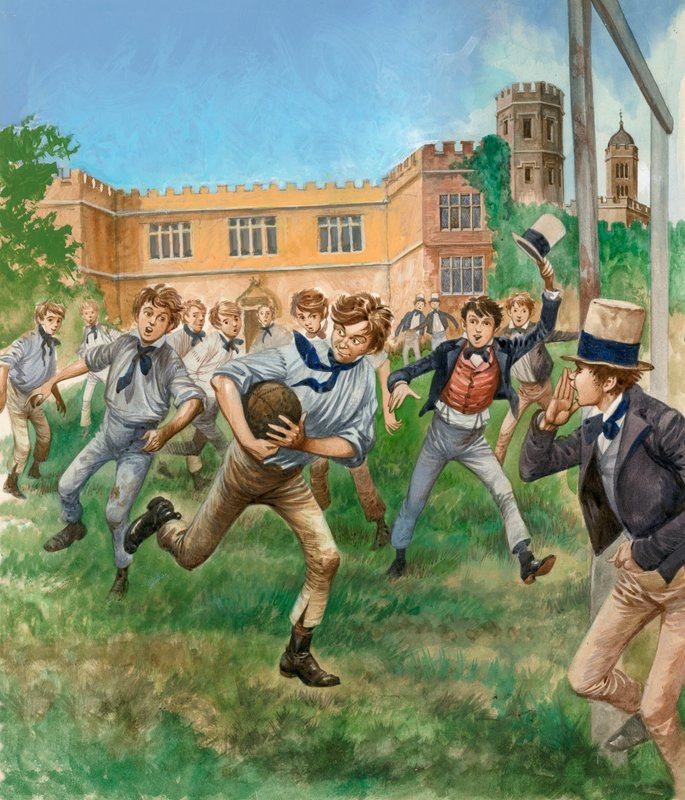 Drenge spiller rugby af Peter Jackson