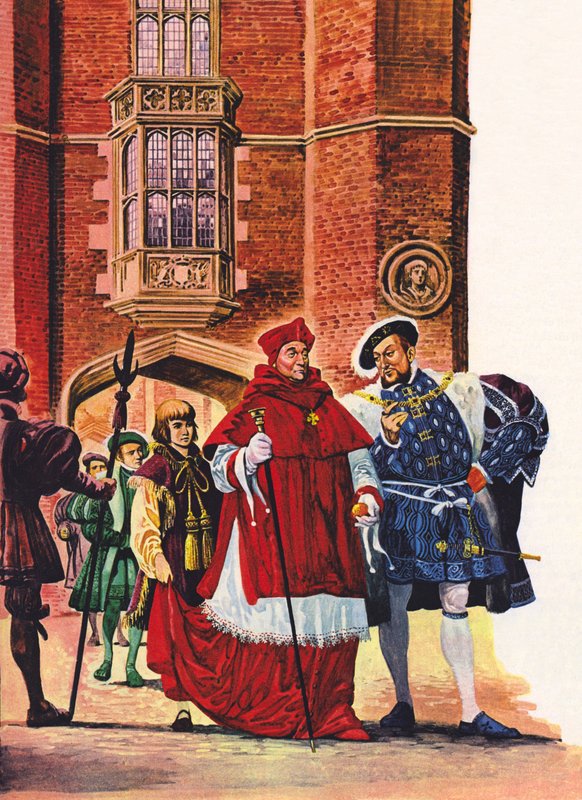 Kardinal Wolsey og kong Henry VIII på Hampton Court af Peter Jackson