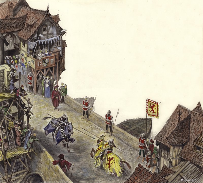 Joust på Old London Bridge den 23. april 1390 af Peter Jackson