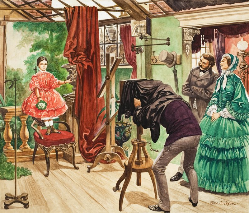 Nineteenth Century Photography Session (gouache på papir) af Peter Jackson