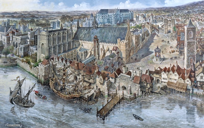 Old London Rekonstrueret: The Palace of Westminster omkring 1530 af Peter Jackson