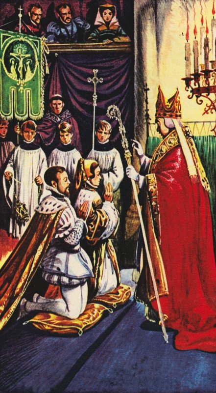 Dronning Mary gifter sig med prins Philip af Spanien i Winchester af Peter Jackson