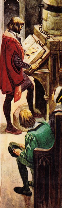Læser en lænket bibel i kirken af Peter Jackson