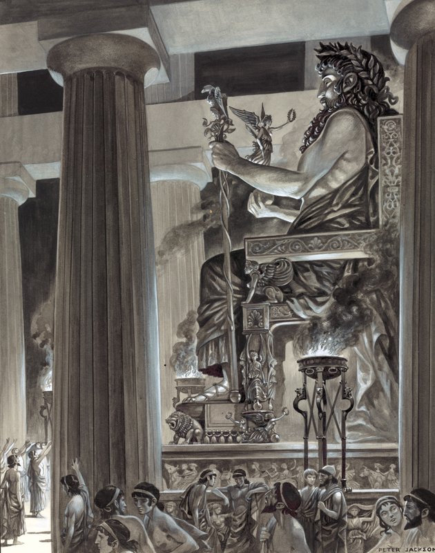 Statue af Zeus i Olympia af Peter Jackson