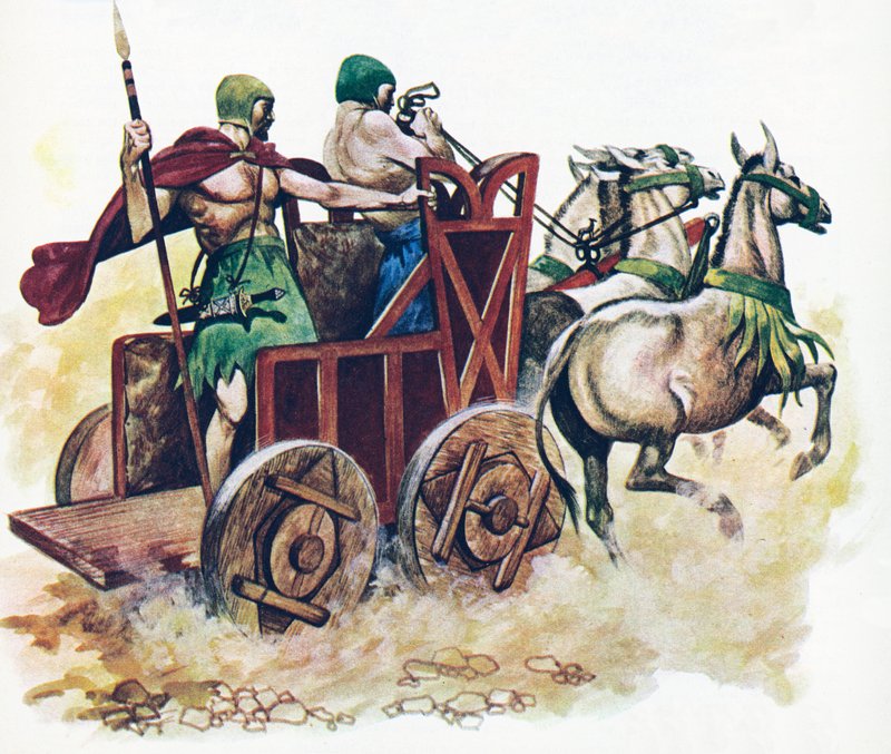 Sumerisk vogn (farve litho) af Peter Jackson