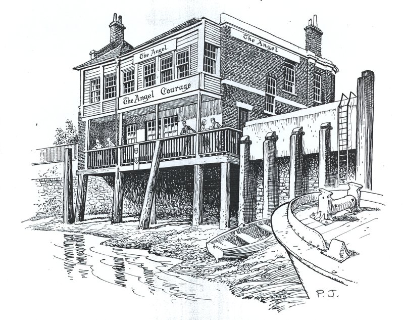 The Angel, Bermondsey, London (blæk på papir) af Peter Jackson