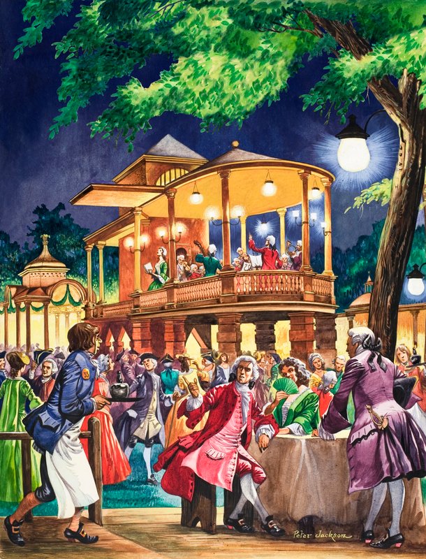 Vauxhall Pleasure Gardens omkring 1750 af Peter Jackson