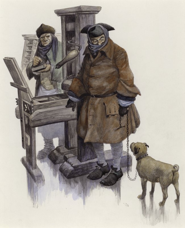 William Hogarth, den 16. februar 1740 på Frost Fair ved Themsen af Peter Jackson
