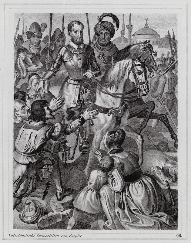 Karl V frigiver kristne slaver fra Tunis af Peter Johann Nepomuk Geiger