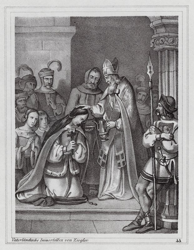 Cyril og Methodius, byzantinske kristne missionærer, 9. århundrede (kobberstik) af Peter Johann Nepomuk Geiger