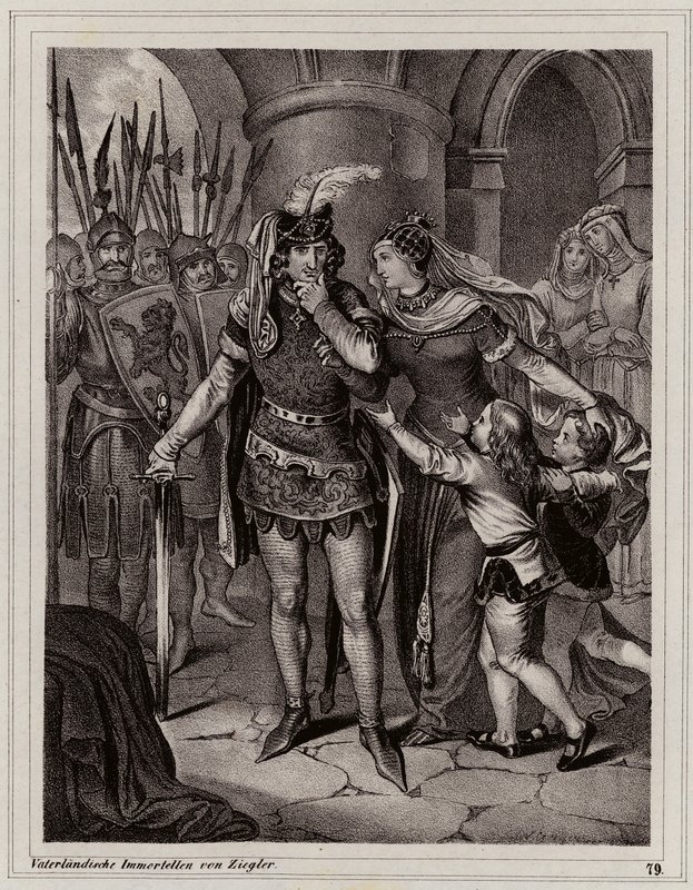 Johannes den Blinde, konge af Bøhmen (kobberstik) af Peter Johann Nepomuk Geiger