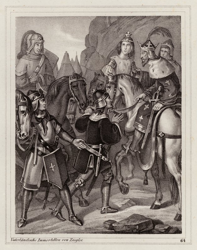 Ludvig den Fromme, frankernes konge og tysk-romersk kejser (kobberstik) af Peter Johann Nepomuk Geiger