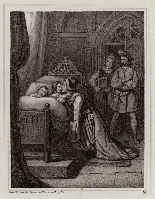 Margaret af Sicilien efterlader sine sønner af Peter Johann Nepomuk Geiger