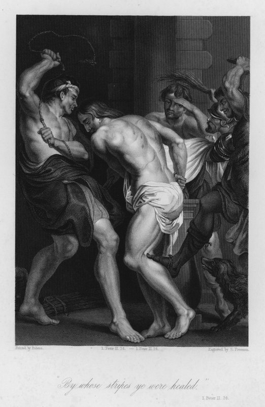 Kristi plage, I Peter II, 24 (gravering) af Peter Paul (after) Rubens