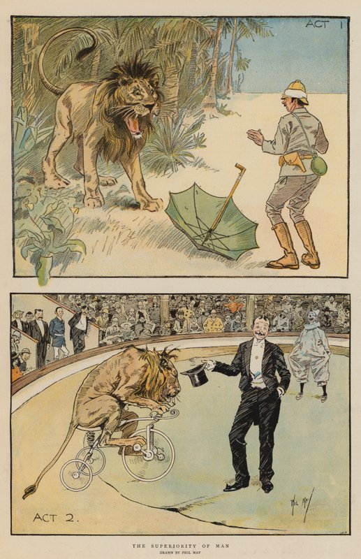 Menneskets overlegenhed (chromolitho) af Phil May