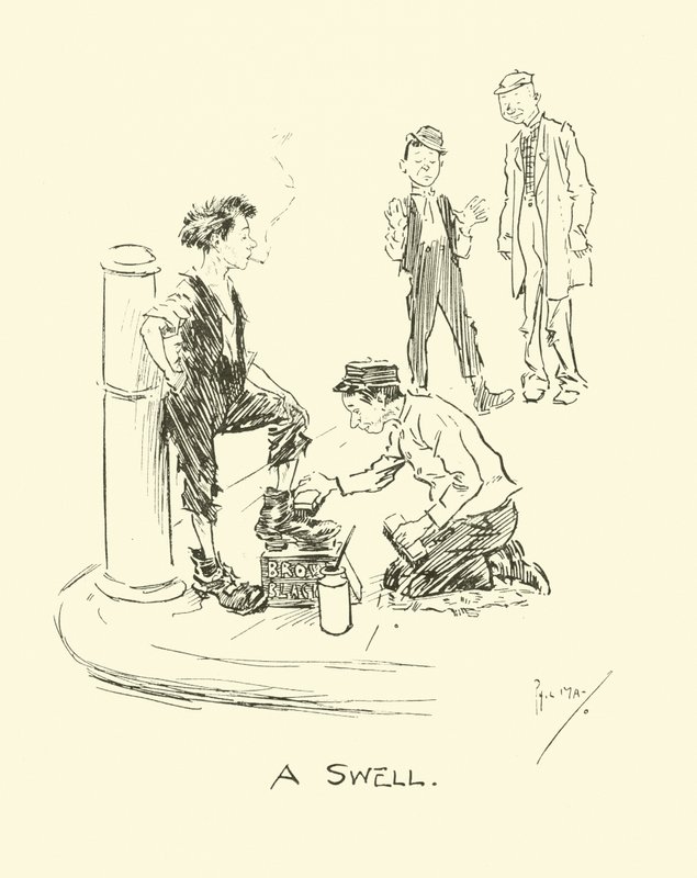 Illustration til Phil Mays Gutter-Snipes af Phil May