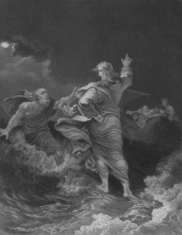 Kristus går på havet (gravering) af Philip James de Loutherbourg