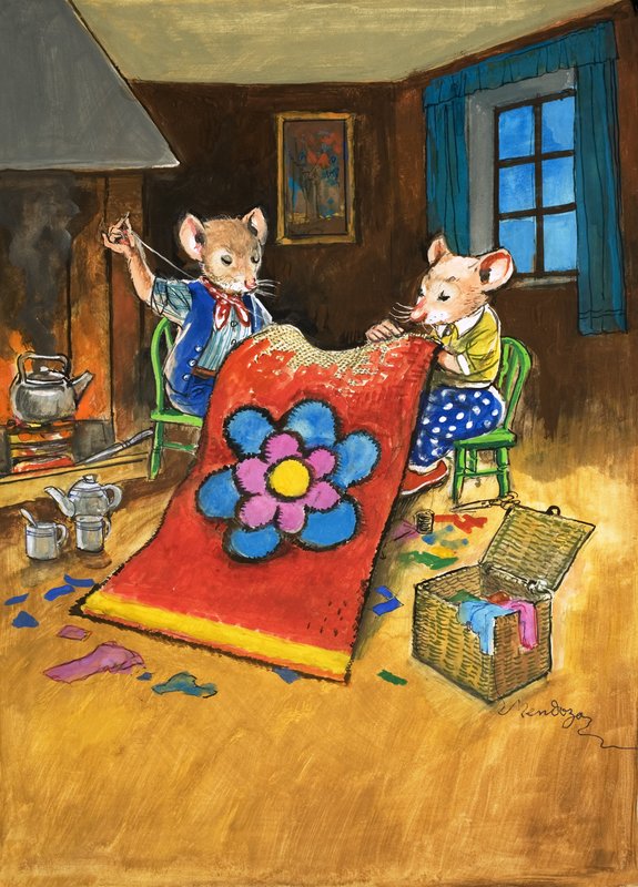 Town Mouse and Country Mouse (gouache på papir) af Philip Mendoza
