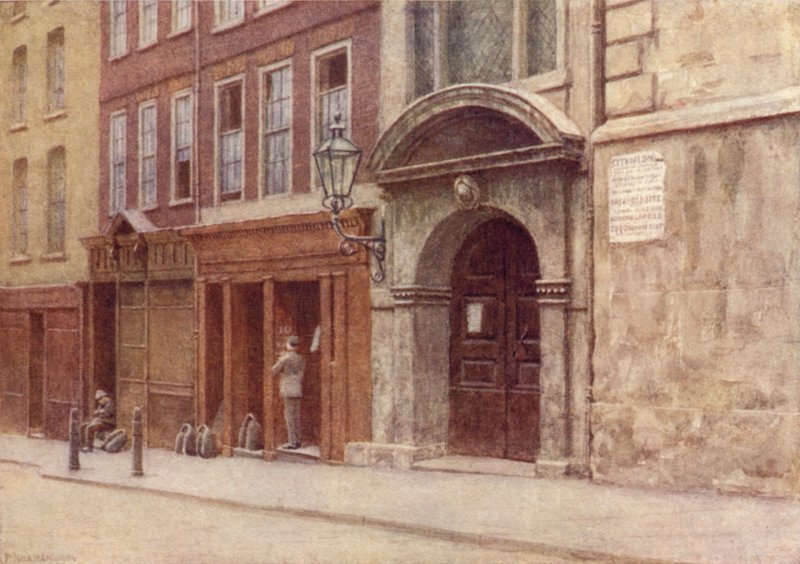Døråbningen til St Georges Church, Botolph Lane, 1904 af Philip Norman