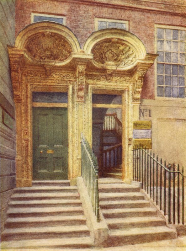 Døråbninger til nr. 1 og 2 Laurence Poultney Hill, 1895 af Philip Norman