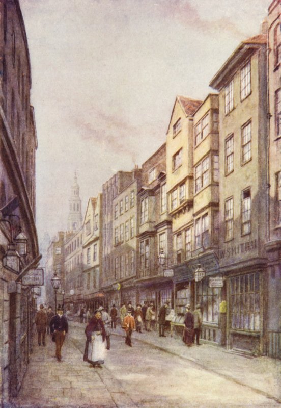 Holywell Street, Strand, med udsigt mod øst, 1900 af Philip Norman