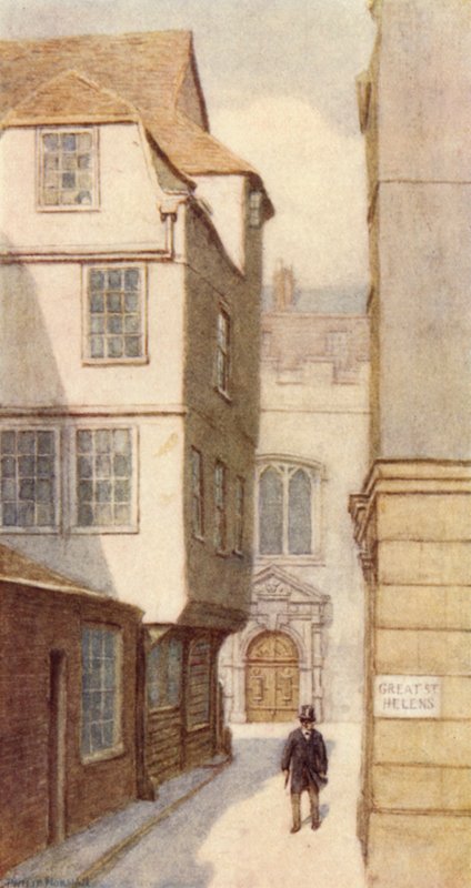 Nr. 10 Great St Helens, og indgangen til St Helens Church, 1893 af Philip Norman