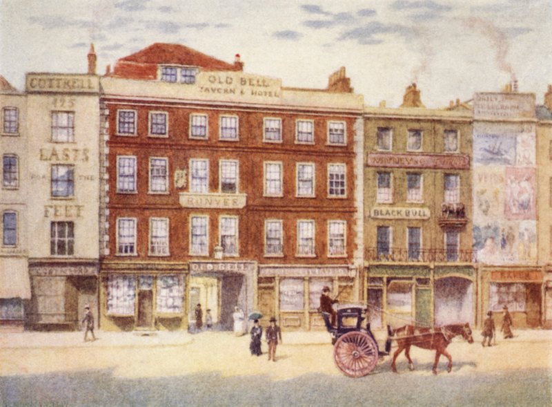 Old Bell Inn og Black Bull, fra Holborn, 1897 af Philip Norman