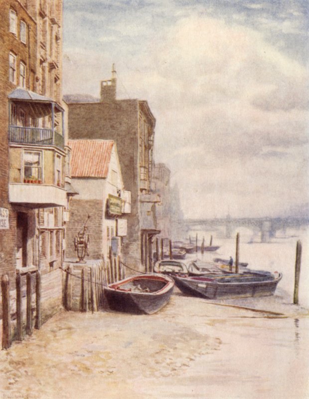 Gamle bygninger fra St Pauls Pier, 1894 af Philip Norman
