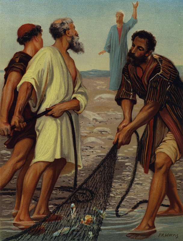 Kristus kalder disciplene (chromolitho) af Philip Richard (after) Morris