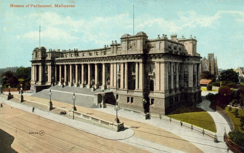 Houses of Parliament, Melbourne (farvefoto) af Photographer Australian