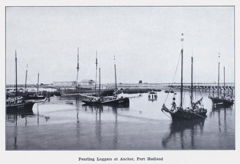 Pearling Luggers at Anchor, Port Hedland (s/h foto) af Photographer Australian