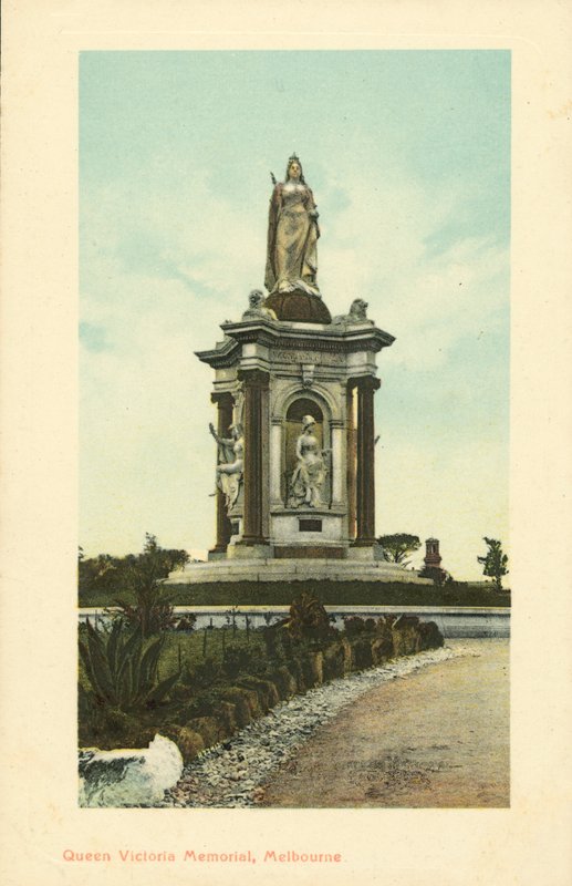 Queen Victoria Memorial, Melbourne, Victoria, Australien (farve litho) af Photographer Australian