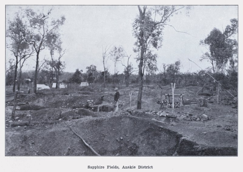 Sapphire Fields, Anakie District (s/h-billede) af Photographer Australian