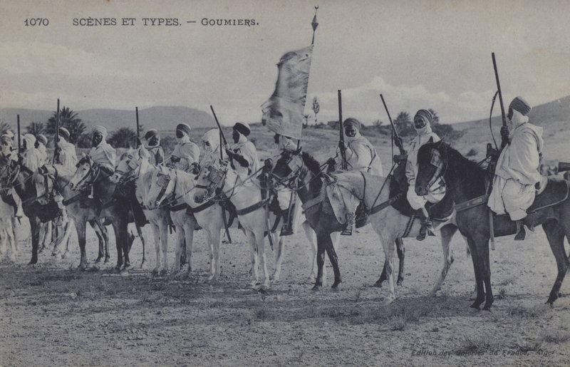 Marokkanske Goumiers, muslimske soldater, der tjente under den franske hær af Afrika (s/h foto) af Photographer French