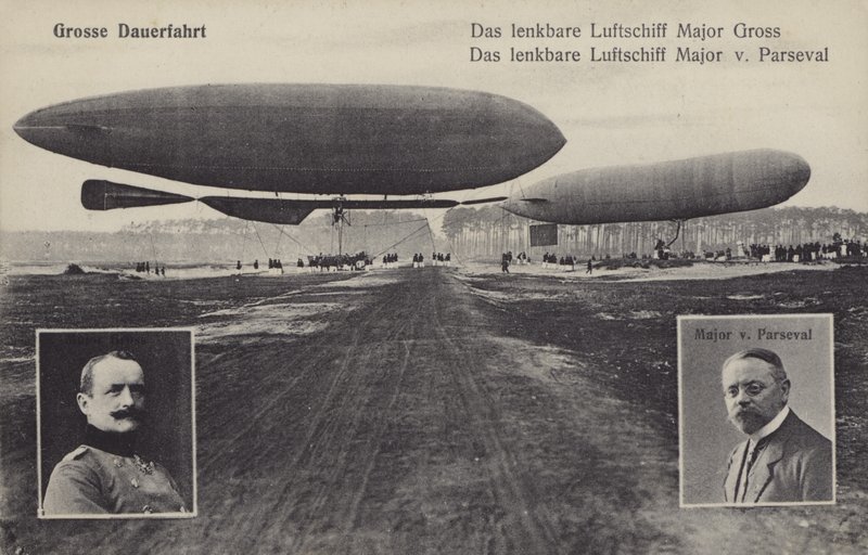 Dirigible luftskibe af Hans Georg Friedrich Gross og August von Parseval (s/h foto) af Photographer German