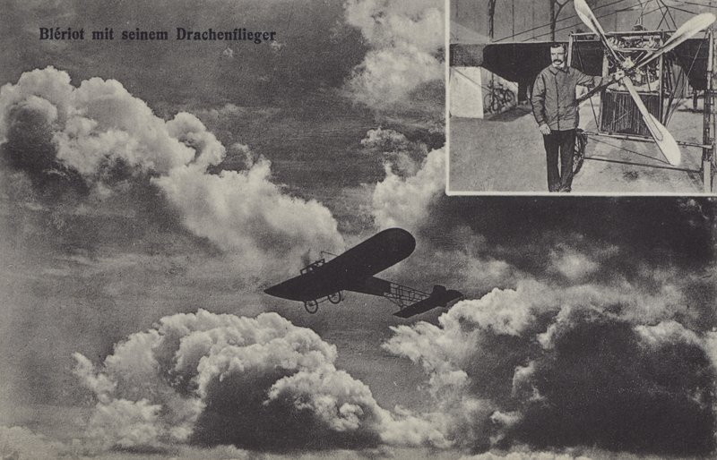 Den franske flyver Louis Bleriot og hans monoplan (s/h foto) af Photographer German