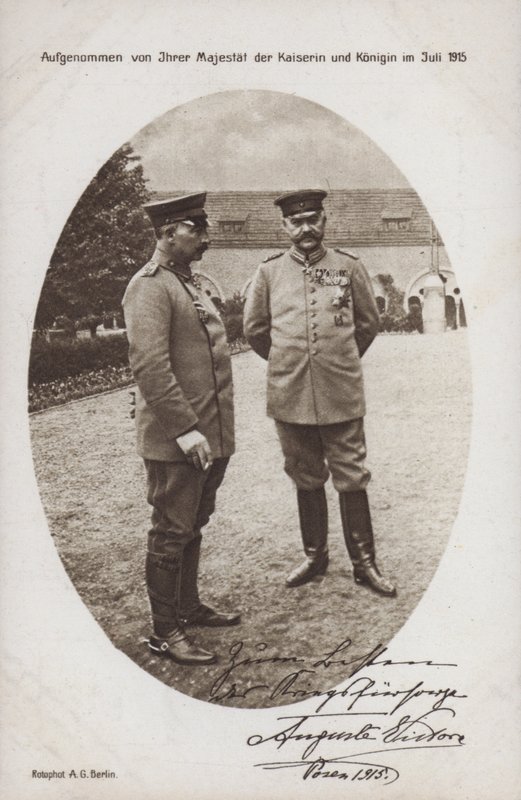 Kaiser Wilhelm II med feltmarskalk Paul von Hindenburg, kommandør for den tyske hær, Posen, første verdenskrig i af Photographer German