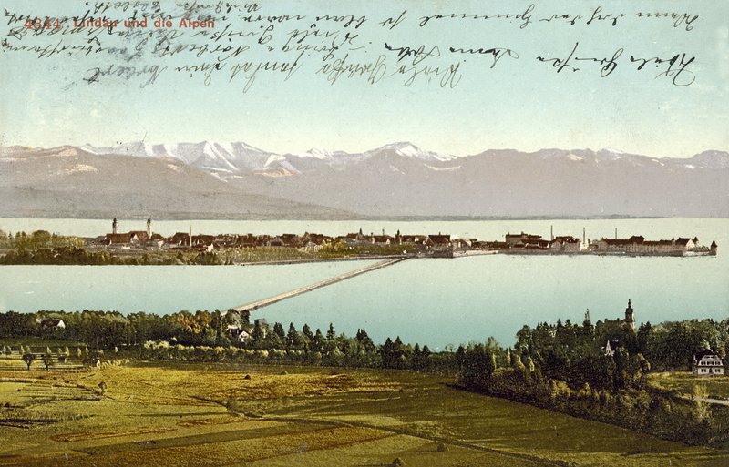 Lindau og Alperne (farvefoto) af Photographer German