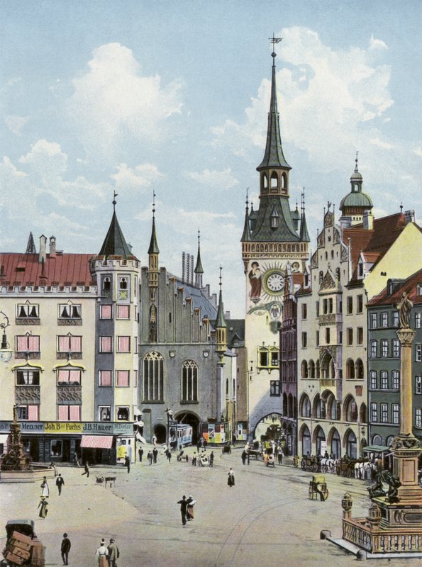 München/München: Marienplatz med det gamle rådhus (foto) af Photographer German