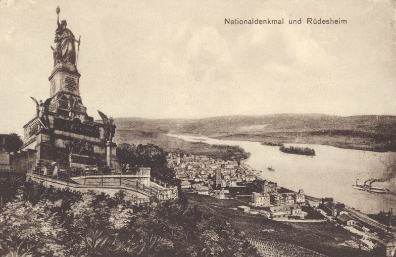 Nationaldenkmal, monument til minde om Tysklands forening, Rudesheim am Rhein, Hessen (s/h foto) af Photographer German