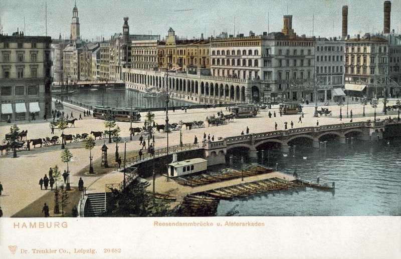 Reesendamm Bridge, Alster River, Hamborg (farvefoto) af Photographer German