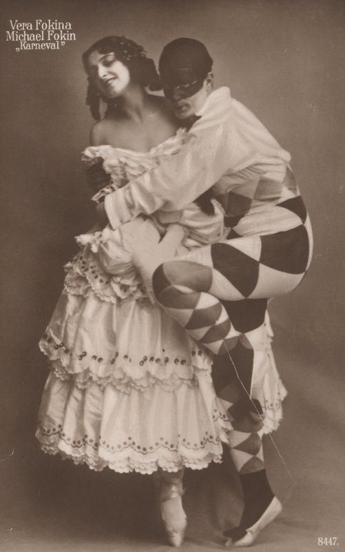 Russiske balletdansere Vera Fokina og Michel Fokine i Carnaval, c1910 (s/h-foto) af Photographer German