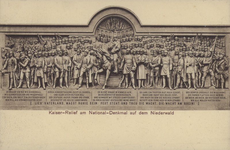 Kaiser, relief på Nationaldenkmal, monument til minde om Tysklands forening, Rudesheim am Rhein, Hessen (s/h foto) af Photographer German