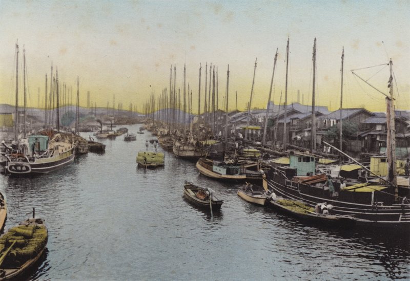 Japan, ca. 1912: Ajikawa, River, Osaka af Photographer Japanese