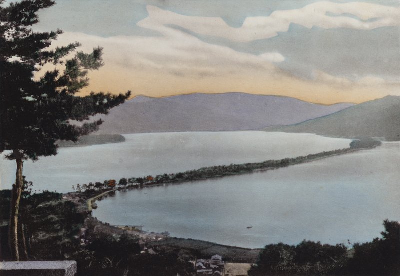 Japan, ca. 1912: Amano-Hashidate en af tre mest bemærkelsesværdige scener i Japan; Cirka 80 miles fra Kyoto (foto) af Photographer Japanese