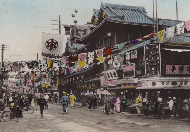 Japan, ca. 1912: Dohtonbori, Theatre Street, Osaka (foto) af Photographer Japanese